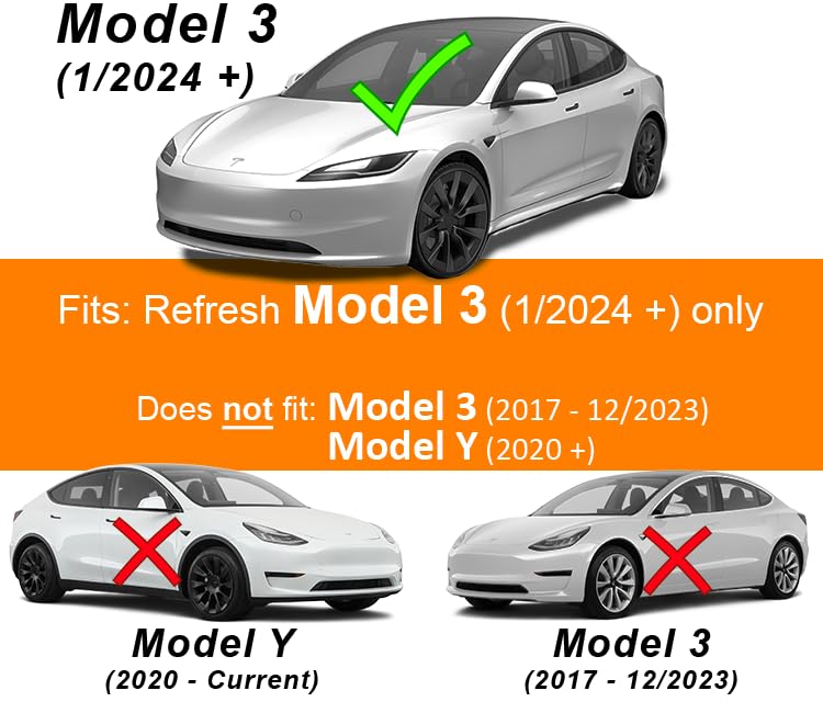 Custom Cut Graphics Vinyl Logo Wrap for Tesla Model 3 (2024 to Current)  Standard Wrap  2 pc-Set (Satin Black) - Image 2